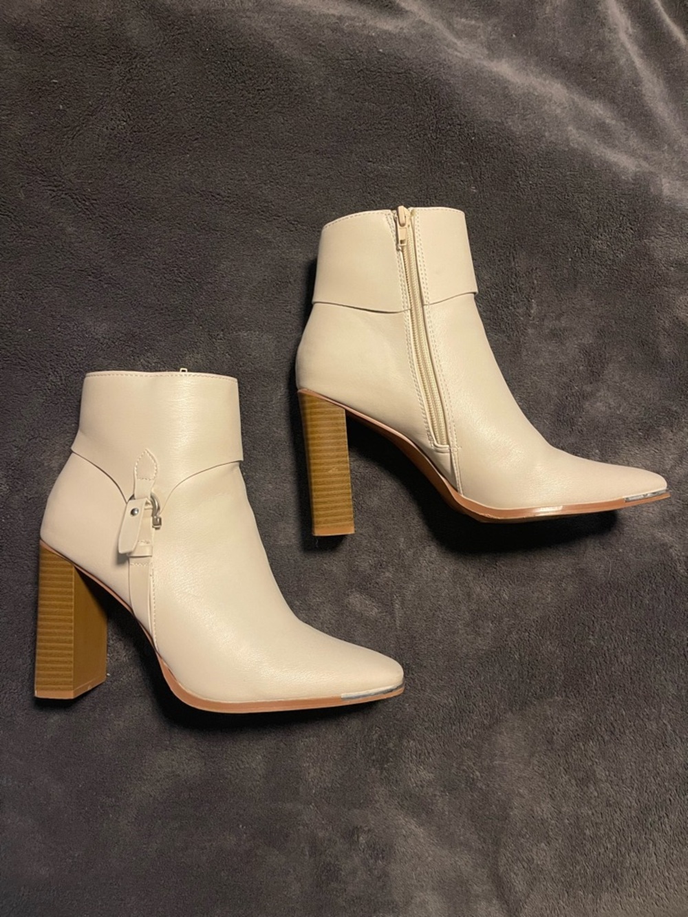 Lulu’s Cream High Heel Ankle Boots